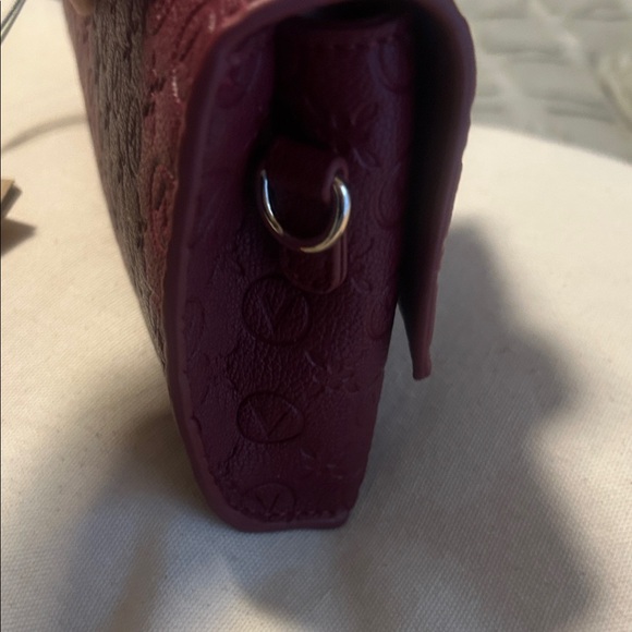 Mario Valentino Burgundy Clutch with Silver Chain Accent - Picture 9 of 14